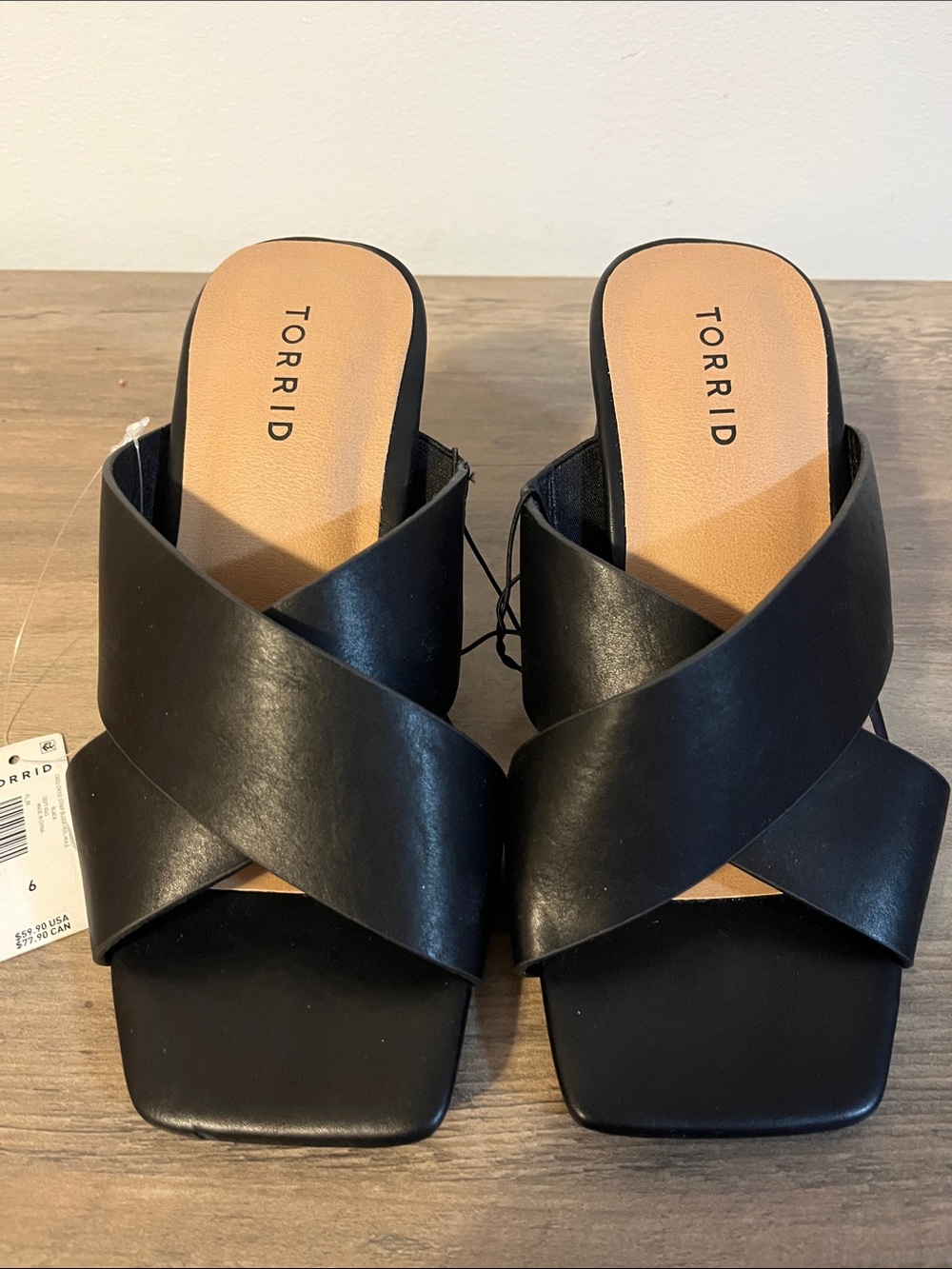 torrid Black Wide Crisscross Slide Mules